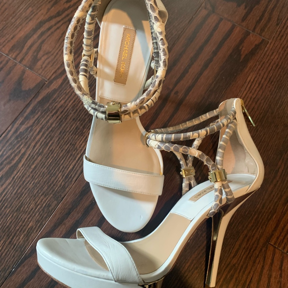 Michael Kors white and animal print shoes